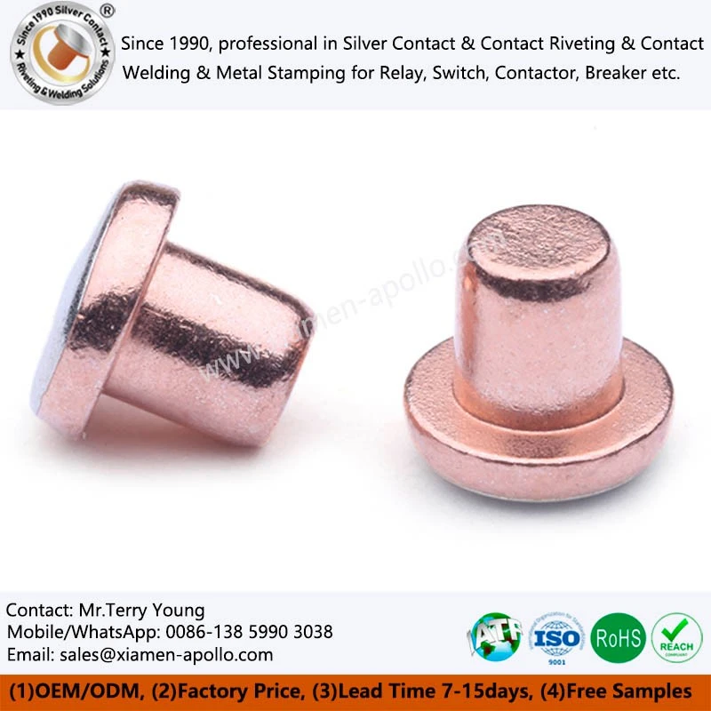 Electrical Relay Silver AgSnO2Cu Bimetal Rivets Electrical Relay Silver AgSnO2Cu Bimetal Rivets